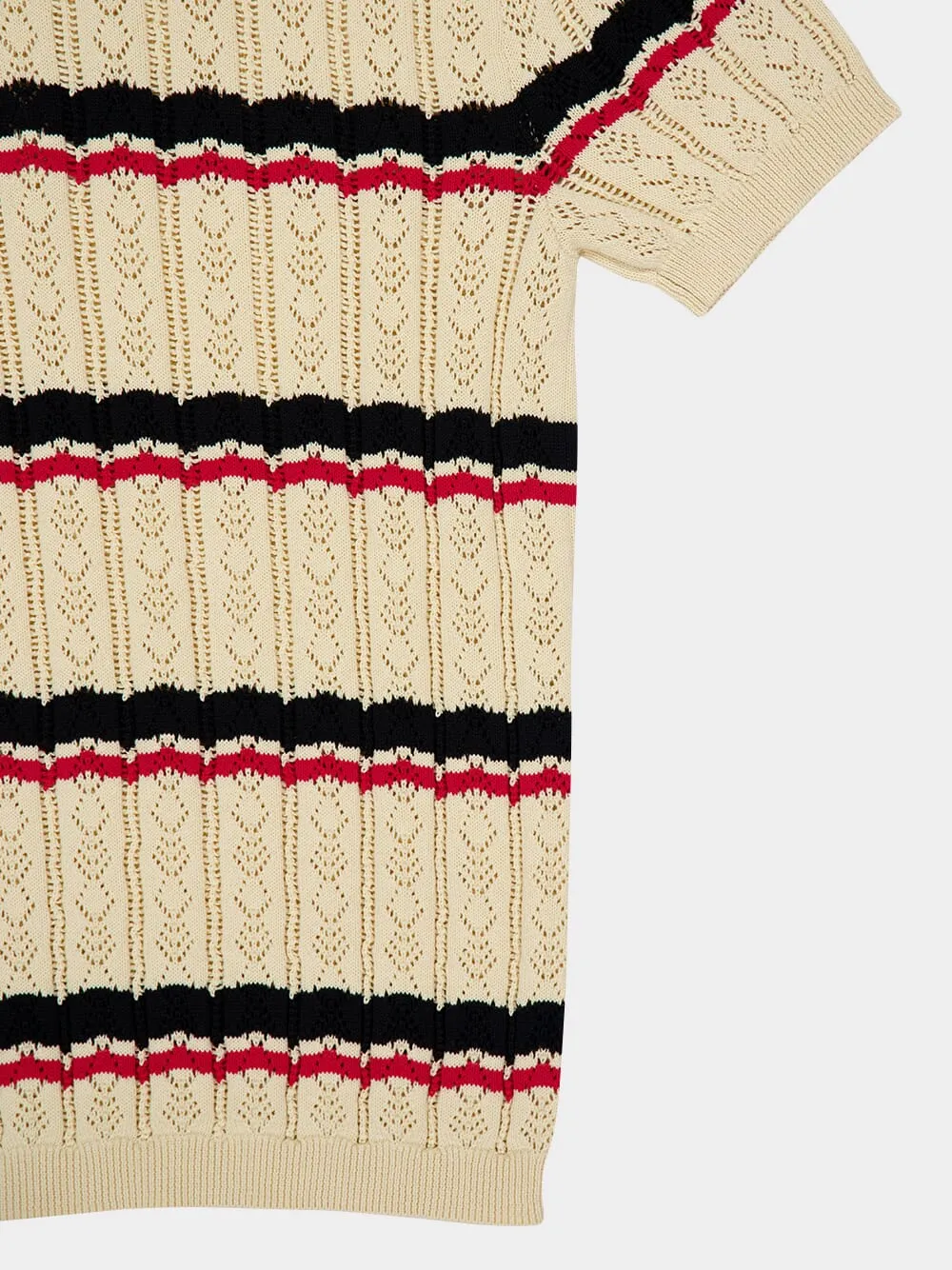 Ivory Striped Cotton Polo with Vlogo sold by Fashion Clinic product image thumbnail 4