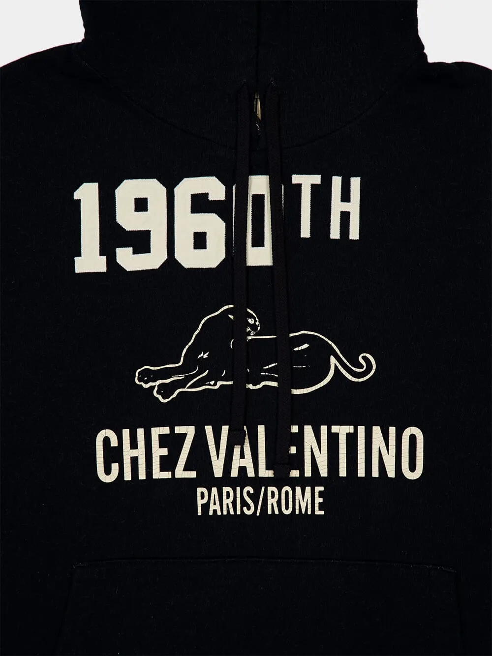 Black Cotton Sweatshirts with Chez Valentino Print sold by Fashion Clinic product image thumbnail 3