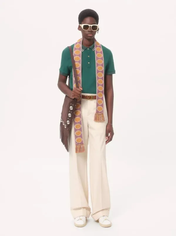 Dark Green Cotton Piqué Polo Shirt with VLogo Patch made by Fashion Clinic