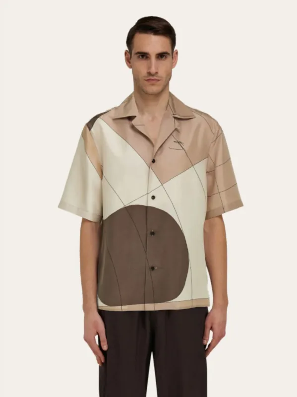 Parachute Printed Silk Bowling Shirt made by Salvatore Ferragamo
