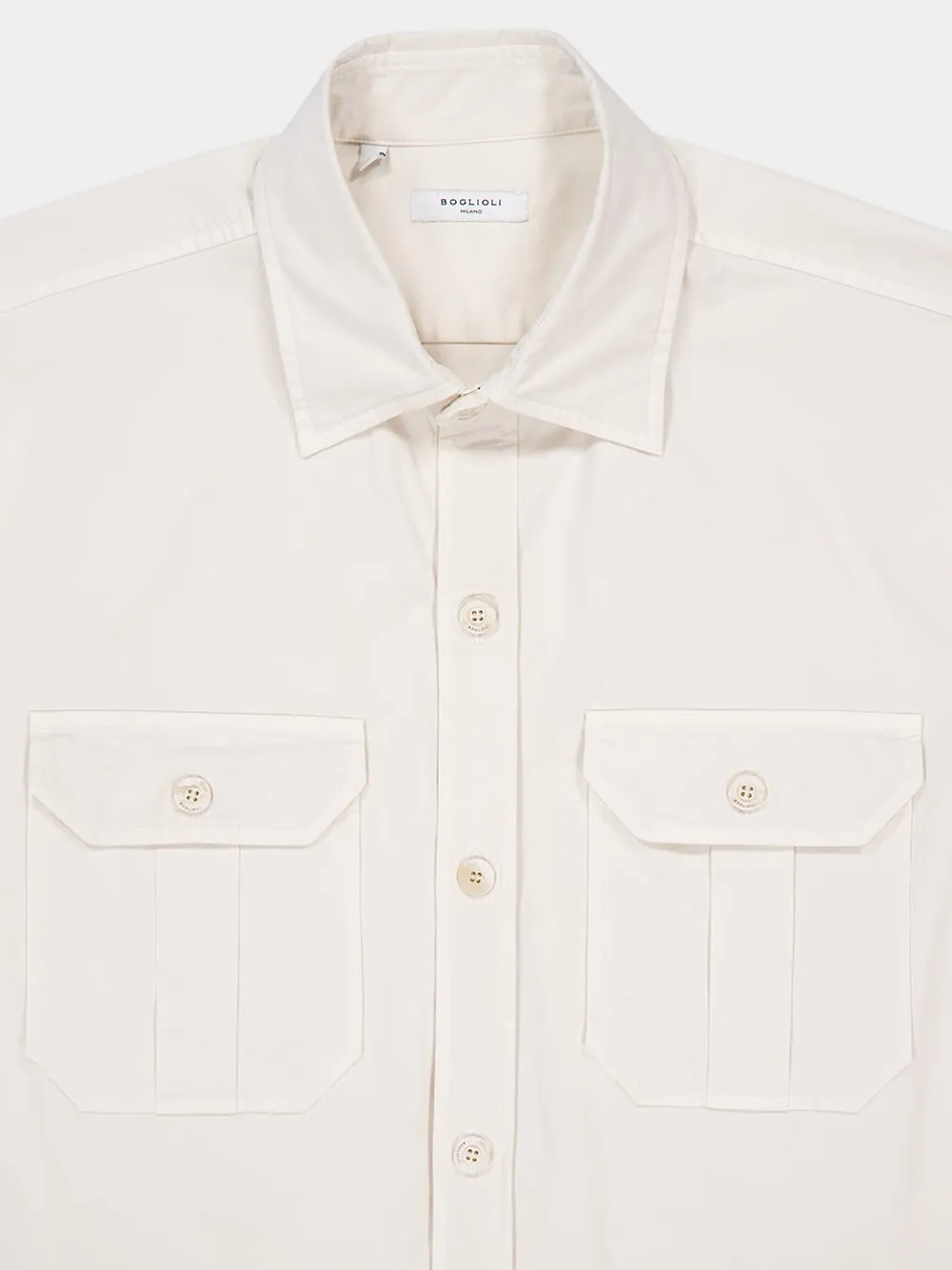 White Cotton Overshirt with Pockets sold by Fashion Clinic product image thumbnail 3