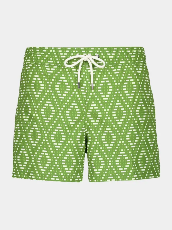 Parakeet Green and Ivory Rio Sport Swim Shorts sold by Fashion Clinic