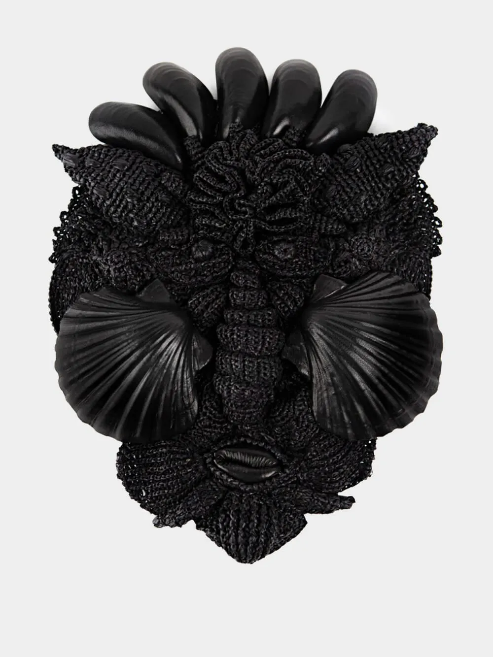Black Raffia Decorative Mask with Shells sold by Fashion Clinic