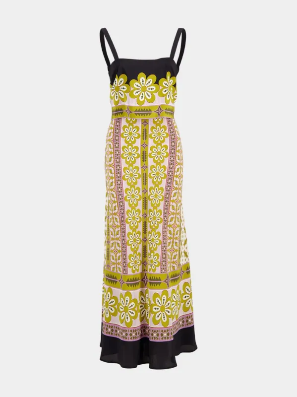 Pagoda Placée Silk Midi Dress made by LA DoubleJ