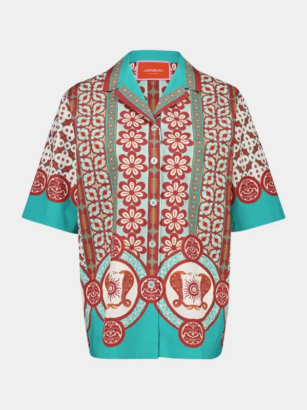 Pagoda Placée Cotton Poplin Bowling Shirt sold by Fashion Clinic
