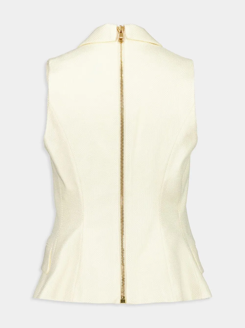 Ecru Sleeveless Tailored Vest sold by Fashion Clinic product image thumbnail 2