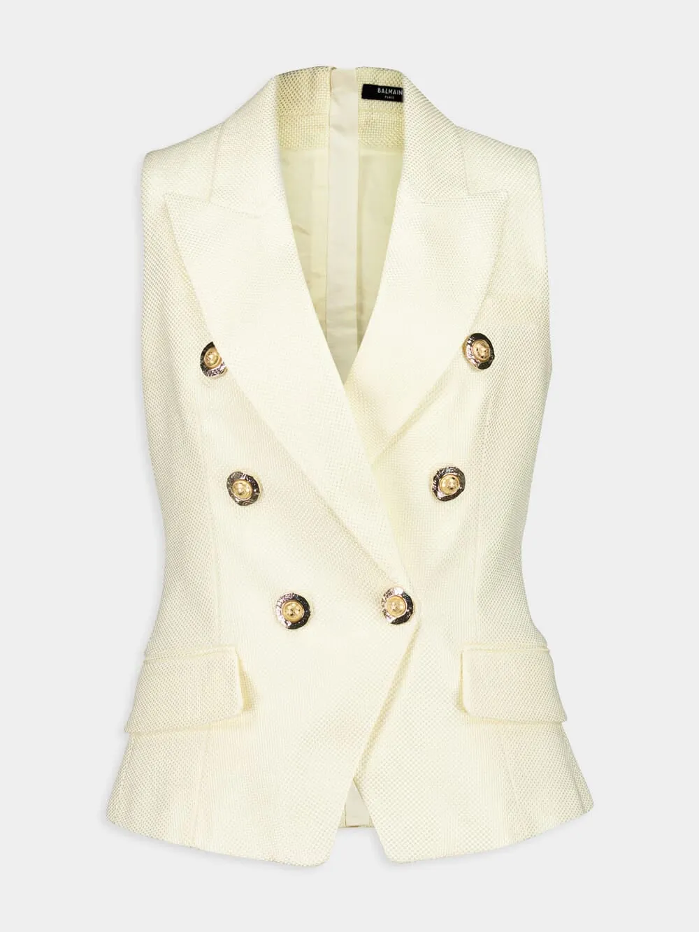 Ecru Sleeveless Tailored Vest sold by Fashion Clinic