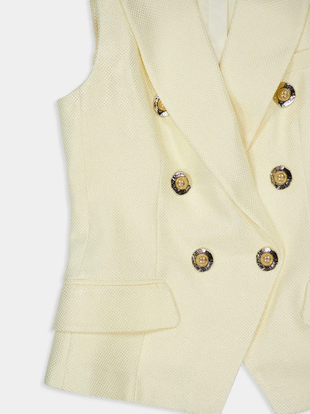 Ecru Sleeveless Tailored Vest sold by Fashion Clinic product image thumbnail 4