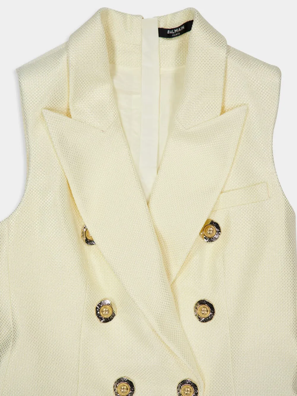Ecru Sleeveless Tailored Vest sold by Fashion Clinic product image thumbnail 3