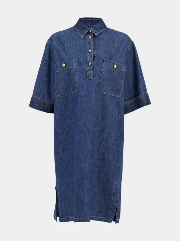 Blue Denim Midi Shirt Dress sold by Fashion Clinic