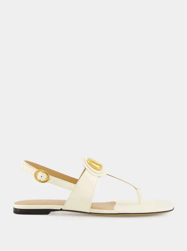 Ivory Flat Thong Sandals with Vlogo sold by Fashion Clinic