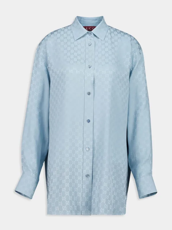 Light Blue Oversize GG Silk Shirt sold by Fashion Clinic