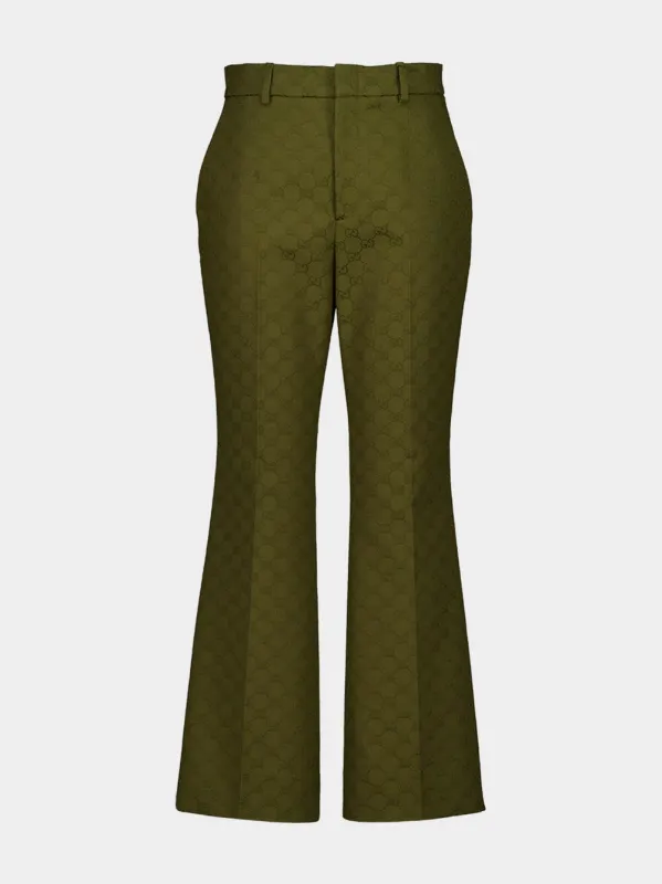 Forest Green GG Canvas Trousers sold by Fashion Clinic