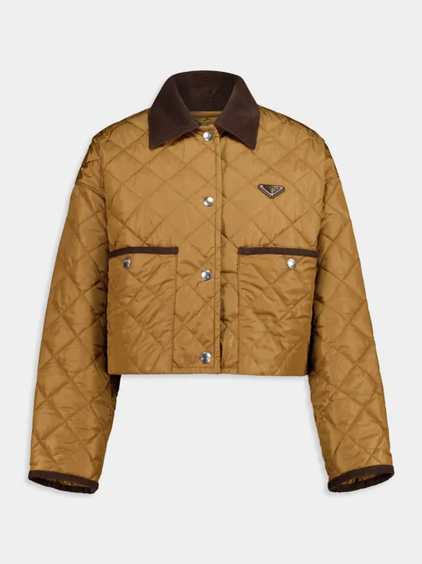 Cork Brown Quilted Re-Nylon Jacket sold by Fashion Clinic