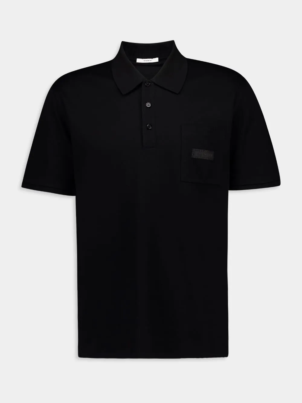 Black Cotton Polo with Patch sold by Fashion Clinic