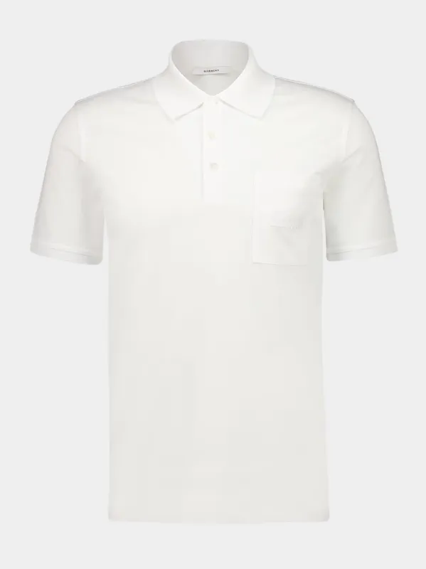 White Cotton Polo with Chest Pocket sold by Fashion Clinic
