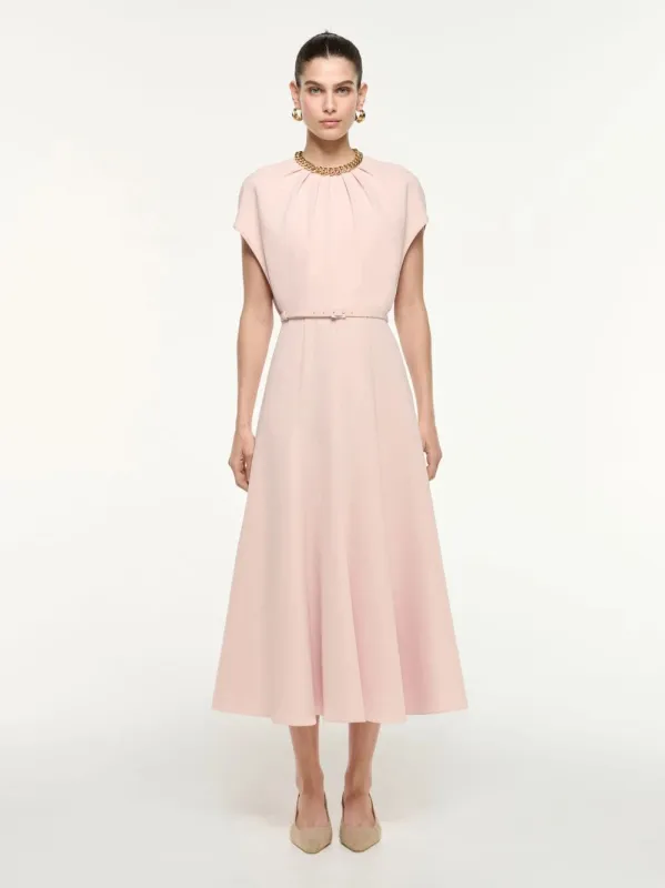 Nude Cady Flared Cape Midi Dress sold by Fashion Clinic
