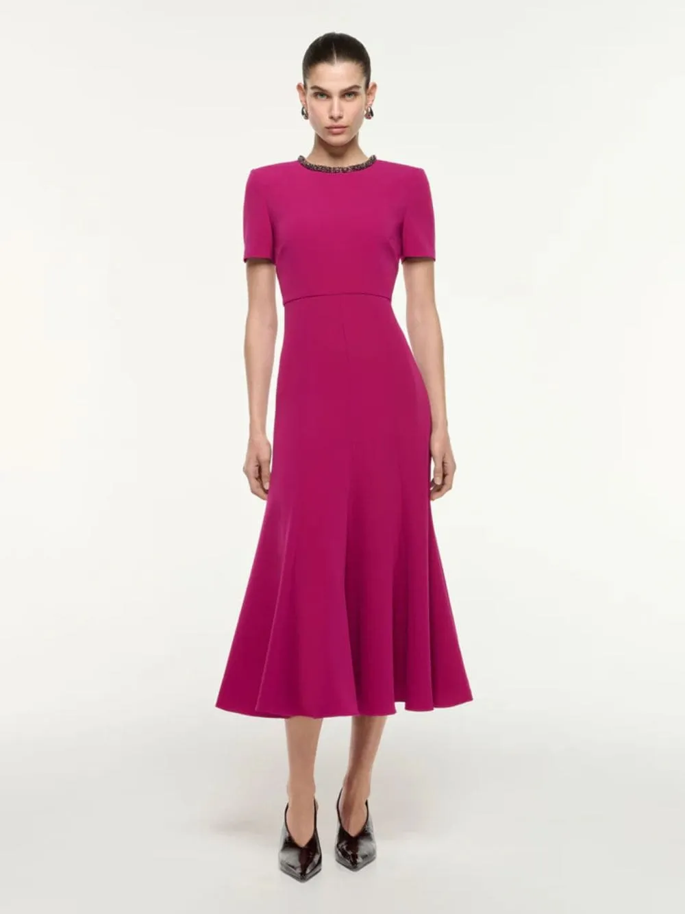 Dark Pink Cady Diamante Midi Dress sold by Fashion Clinic product image thumbnail 2