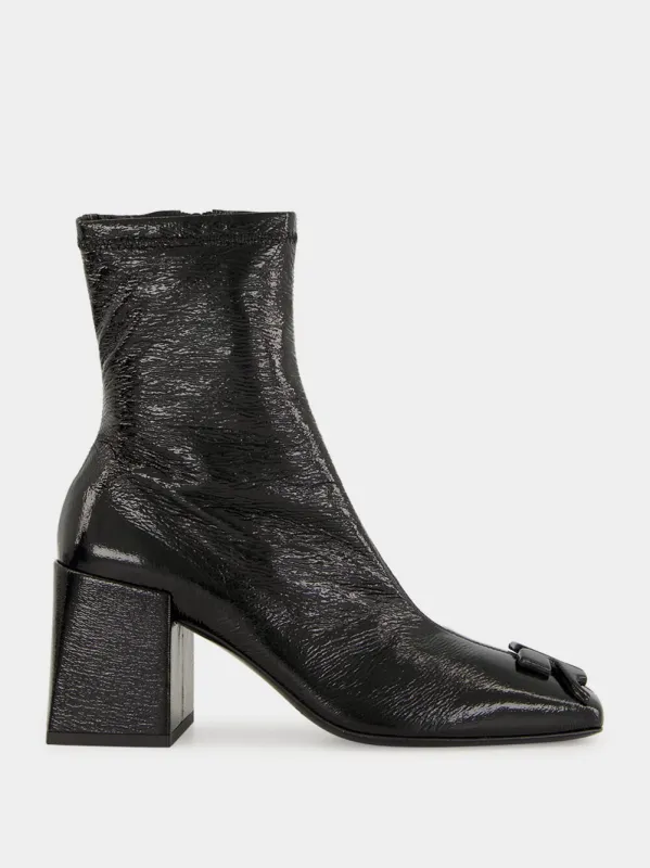 Black Reedition Vinyl Ankle Boots made by Courreges