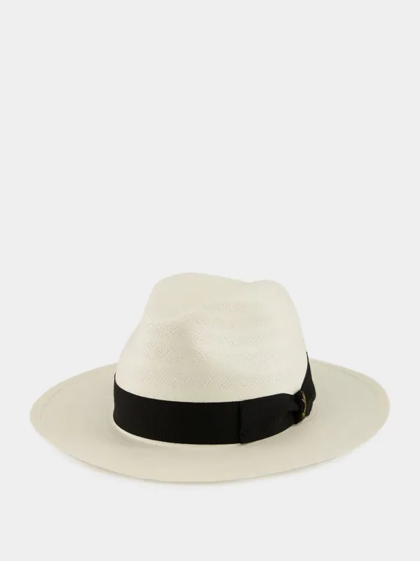 White Medea Panama Fantasia Wide Brim sold by Fashion Clinic