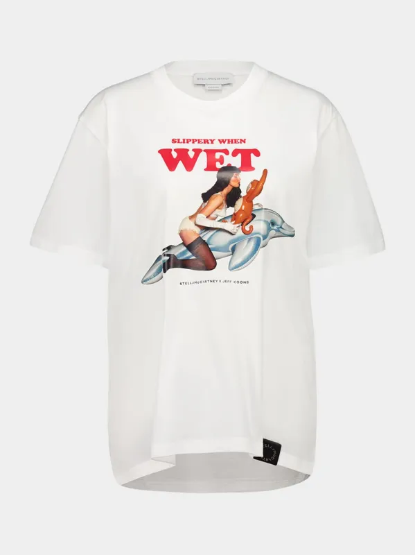 White Jeff Koons Boyfriend Collab T-Shirt made by Stella McCartney