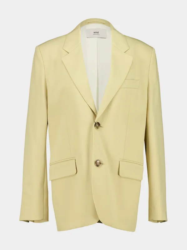 Lime Green Wool Single-Breasted Blazer sold by Fashion Clinic