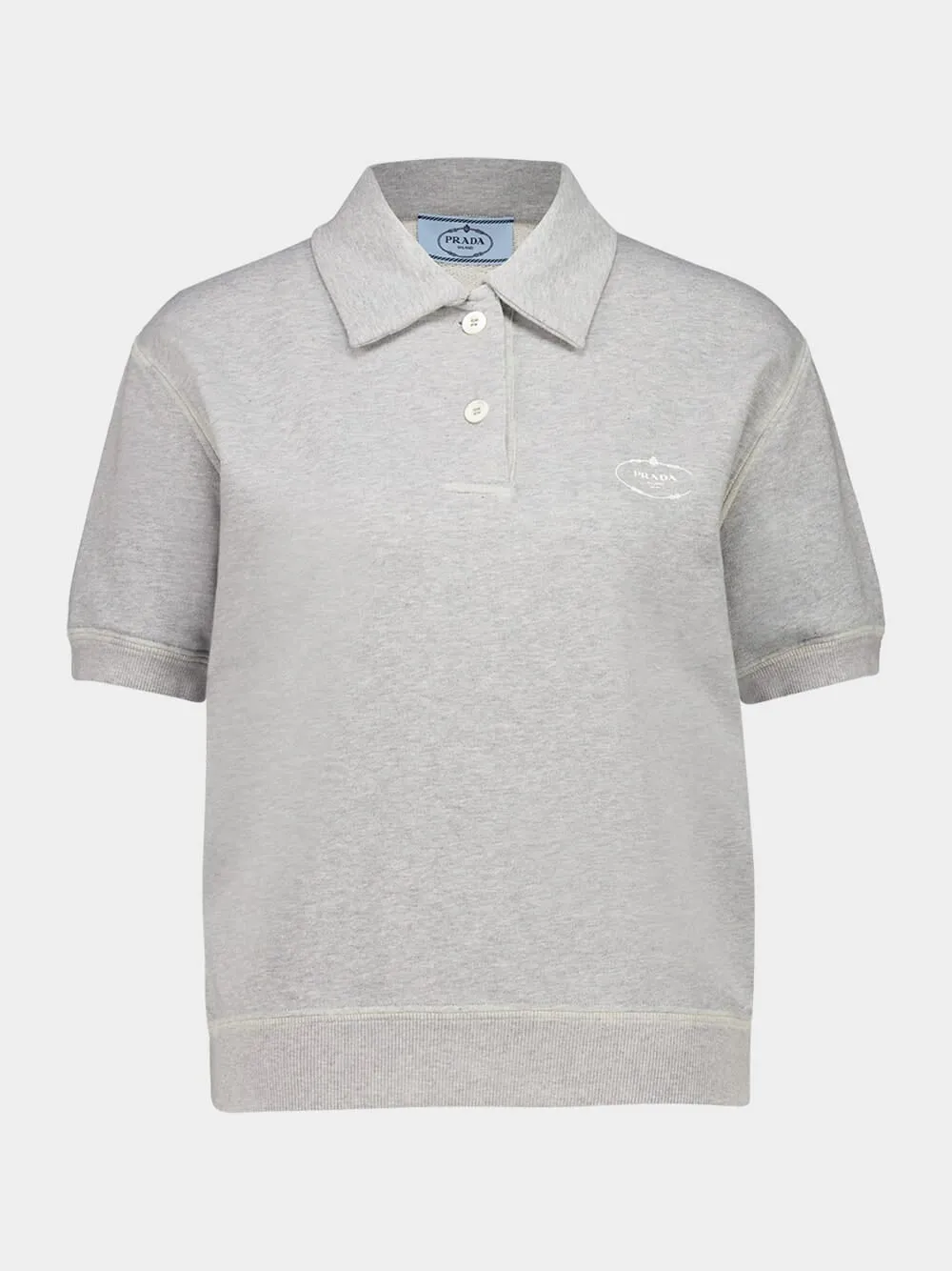 Grey Cotton Polo Shirt with Pearl Buttons sold by Fashion Clinic