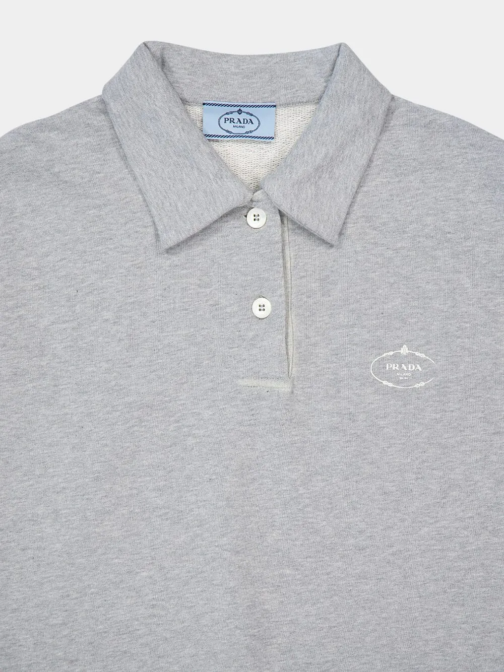 Grey Cotton Polo Shirt with Pearl Buttons sold by Fashion Clinic product image thumbnail 3