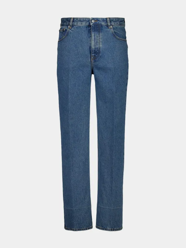 Blue Regular Fit Denim Trousers sold by Fashion Clinic