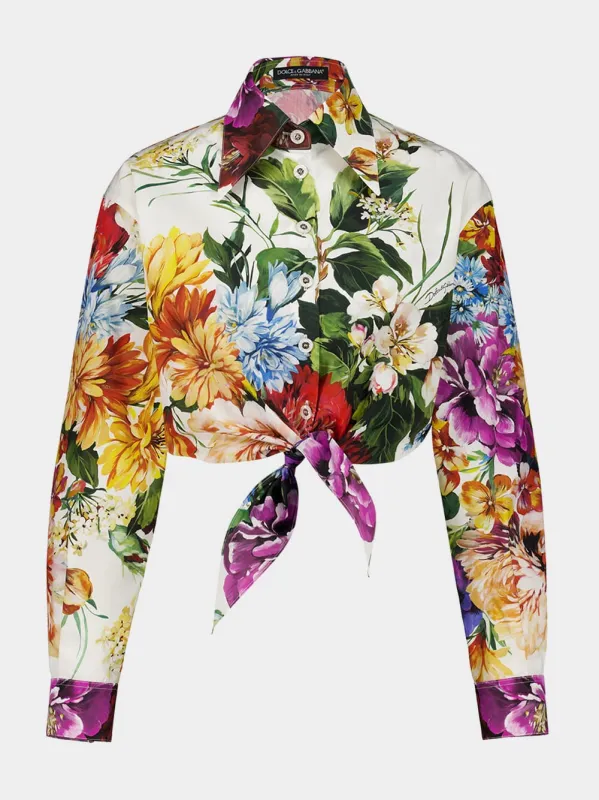 Floral Bouquet Poplin Tie Shirt sold by Fashion Clinic
