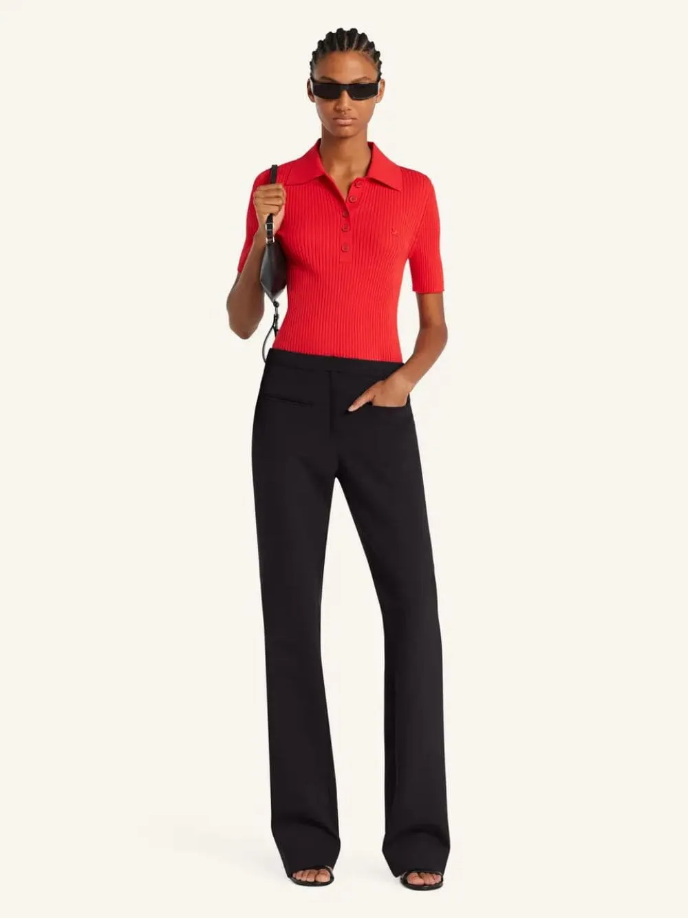 Poppy Iconic Rib Knit Polo Shirt sold by Fashion Clinic