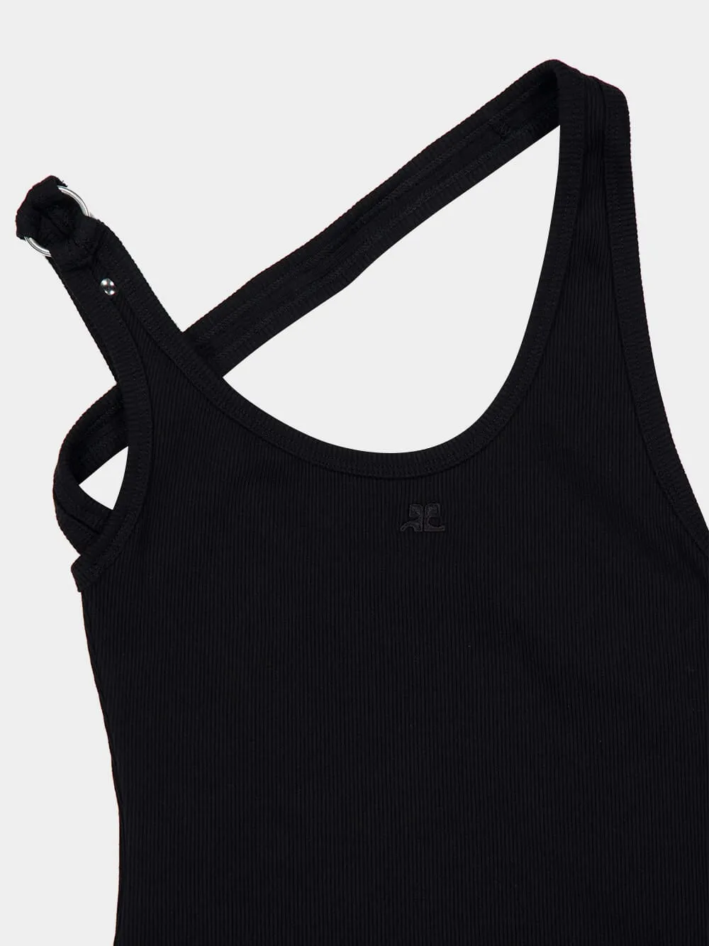 Black Asymmetrical Buckle Tank Top sold by Fashion Clinic product image thumbnail 3