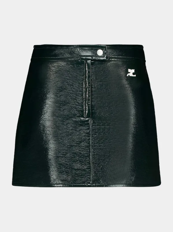 Dark Green Reedition Vinyl Mini Skirt sold by Fashion Clinic