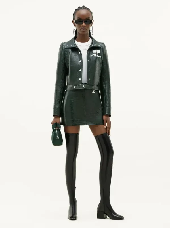 Dark Green Reedition Vinyl Jacket made by Courreges