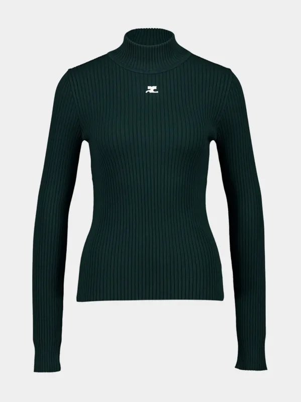 Dark Green Reedition Rib Mockneck made by Courreges