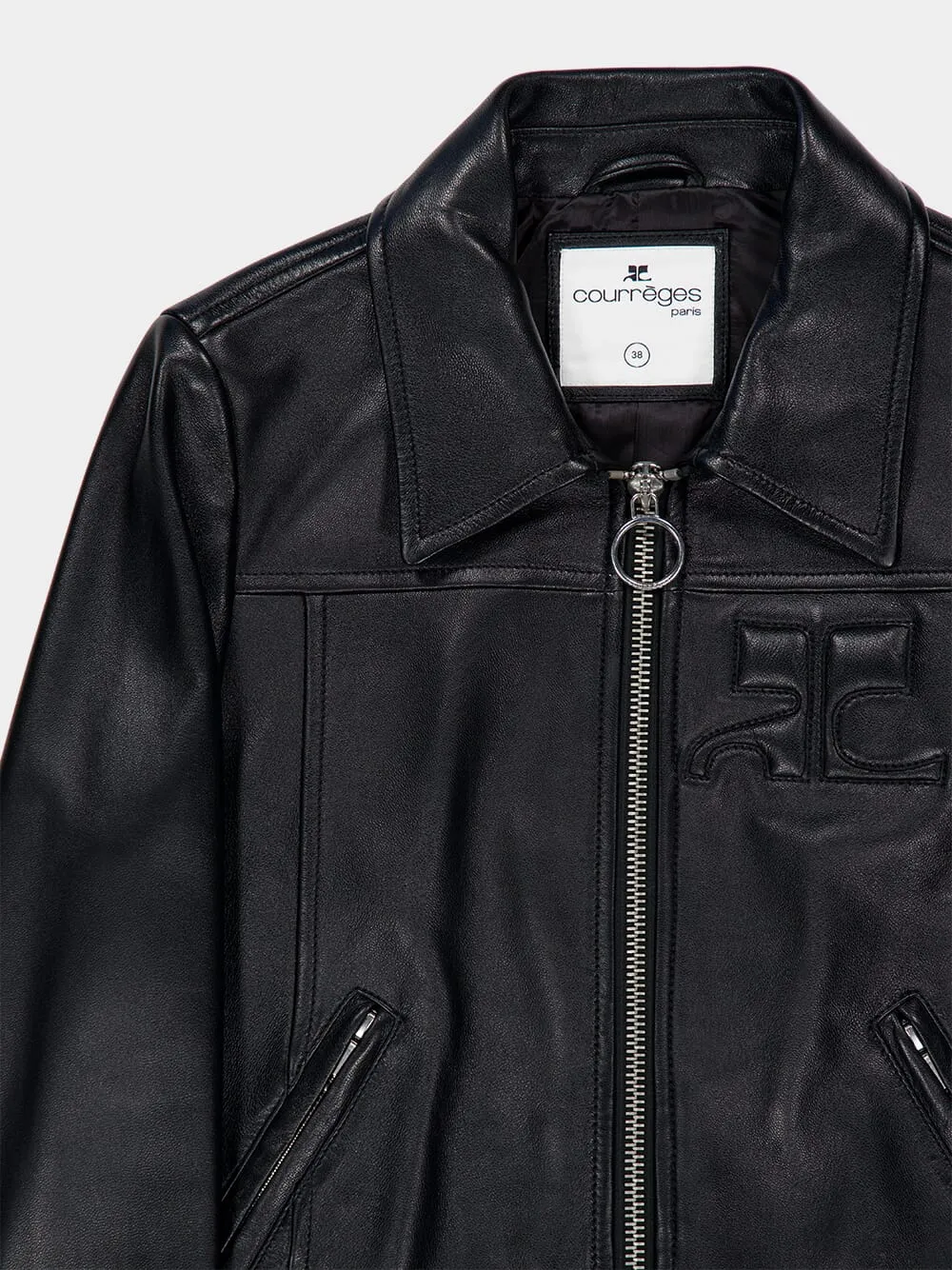 Black Zipped Iconic Leather Jacket sold by Fashion Clinic product image thumbnail 5