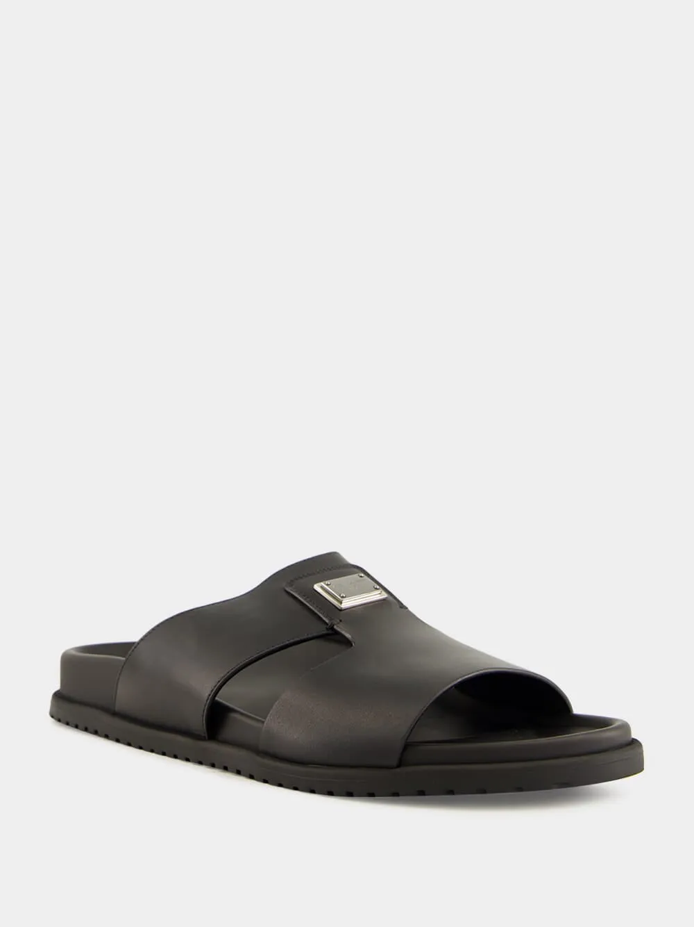 Black Calfskin Slide Sandals sold by Fashion Clinic product image thumbnail 2