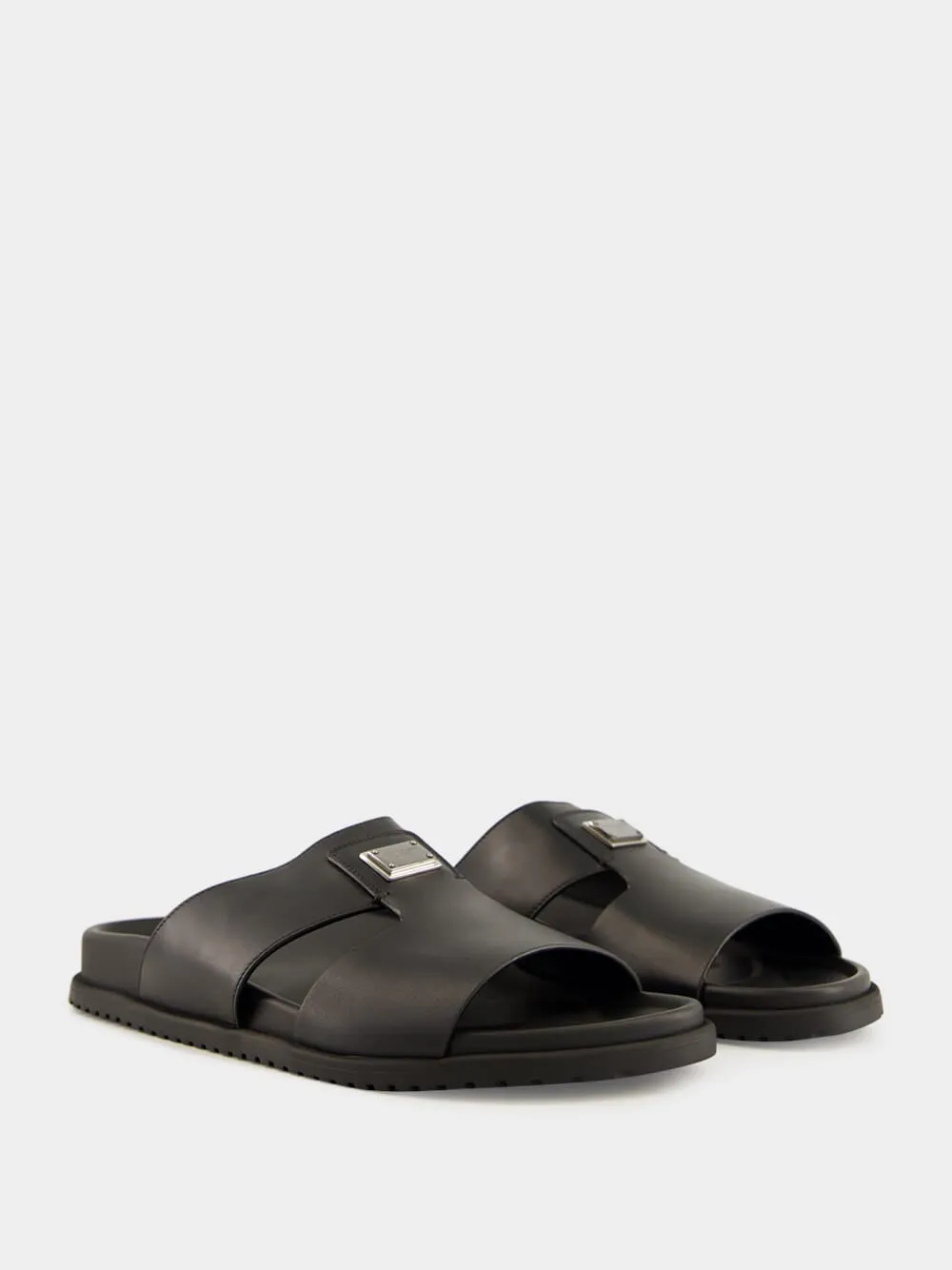 Black Calfskin Slide Sandals sold by Fashion Clinic product image thumbnail 3