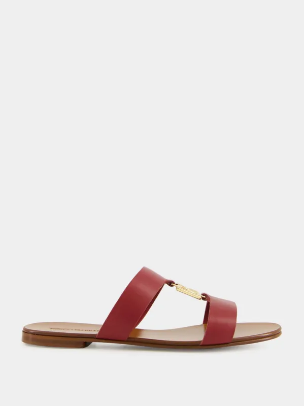 Bordeaux Calfskin DG Logo Sliders sold by Fashion Clinic