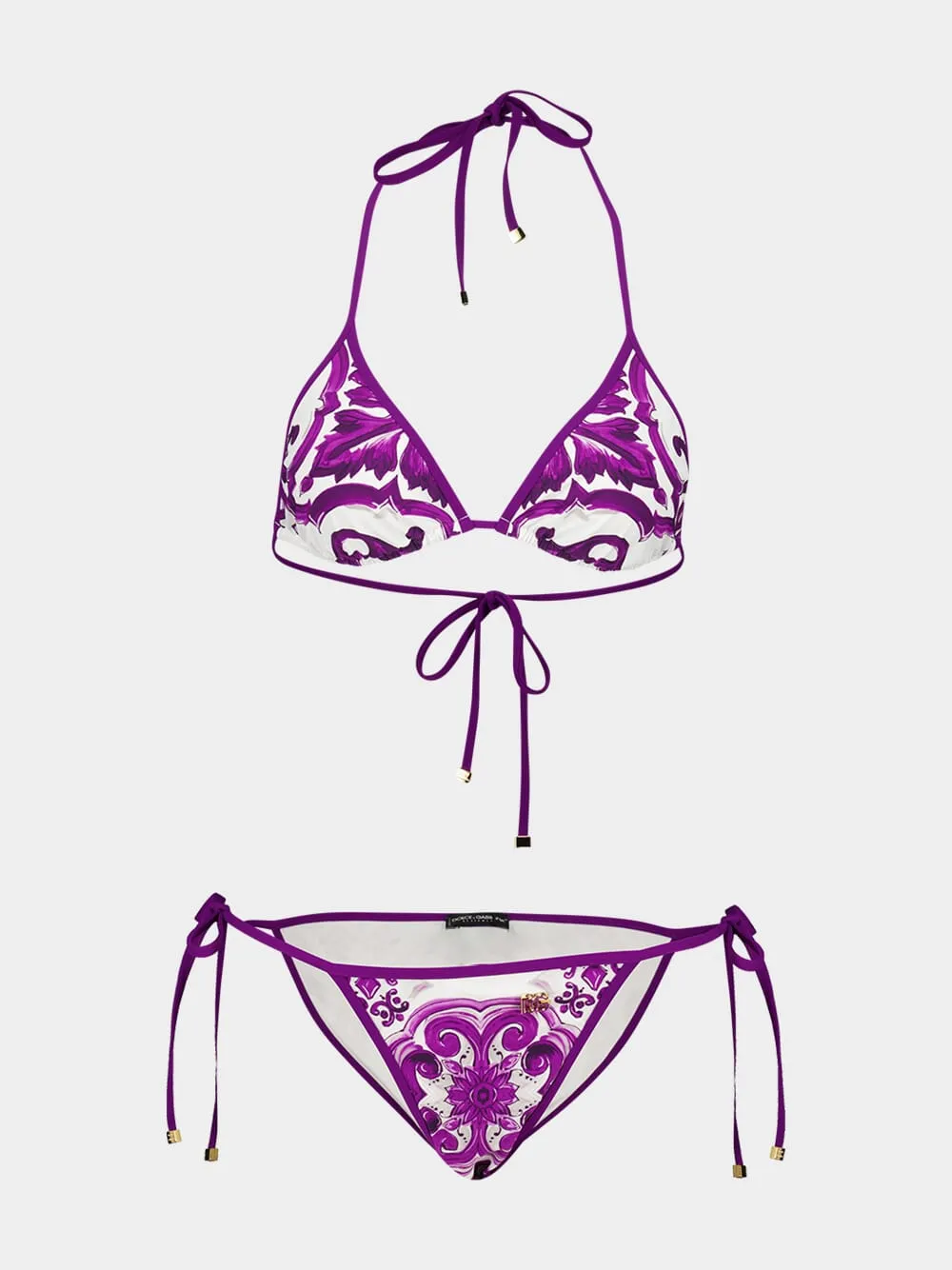 Purple Majolica Print Triangle Bikini sold by Fashion Clinic