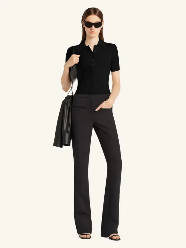 Black Iconic Rib Knit Polo Shirt sold by Fashion Clinic