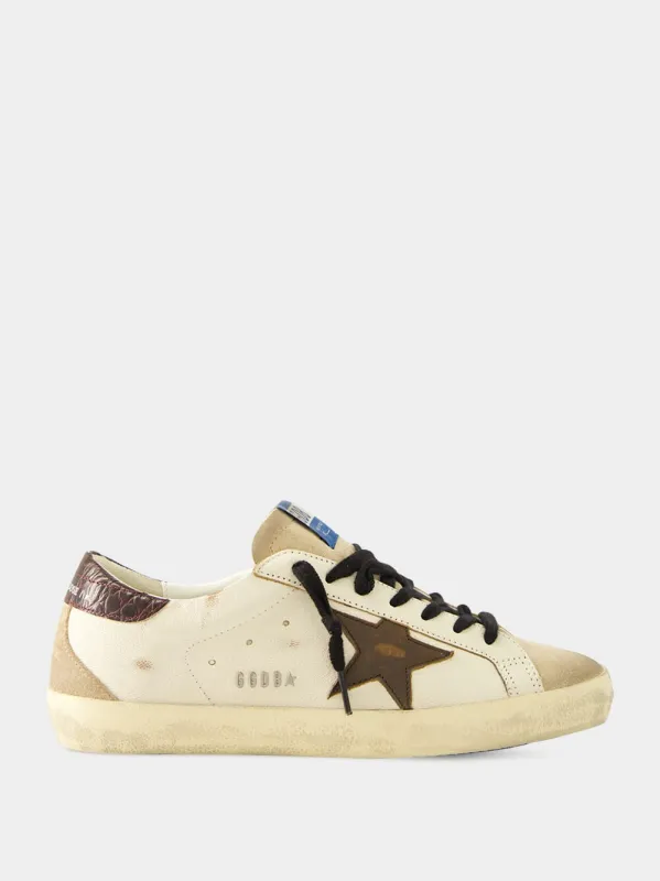 White Beige Brown Superstar Sneakers sold by Fashion Clinic