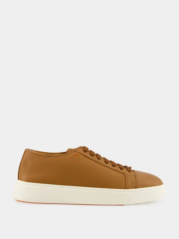 Light Brown Tumbled Leather Sneakers sold by Fashion Clinic