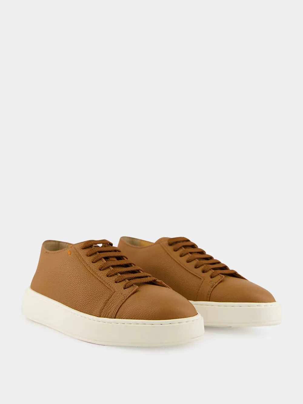 Light Brown Tumbled Leather Sneakers sold by Fashion Clinic product image thumbnail 3