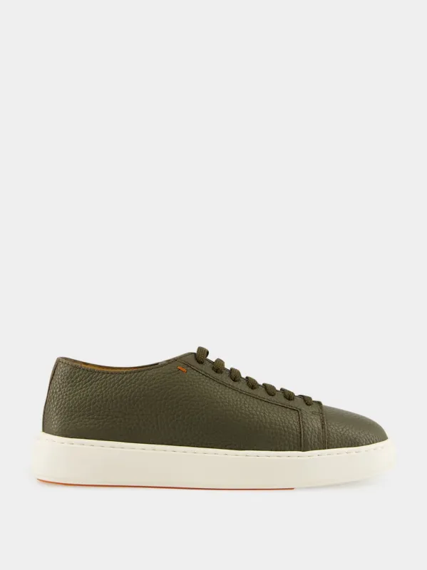 Green Tumbled Leather Sneakers sold by Fashion Clinic