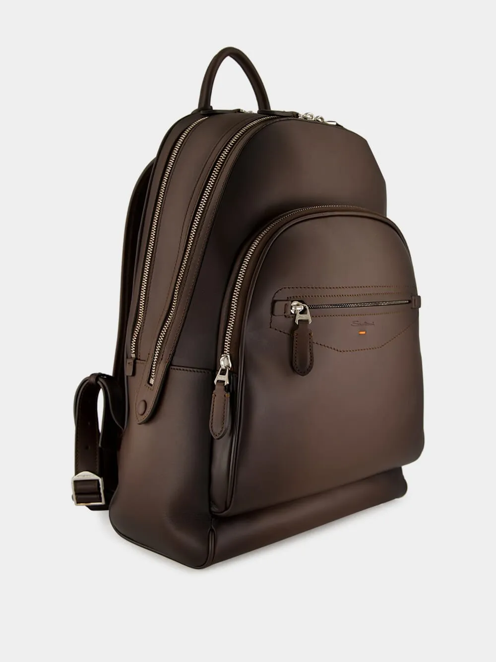 Dark Brown Leather Backpack with Double Pockets sold by Fashion Clinic product image thumbnail 2
