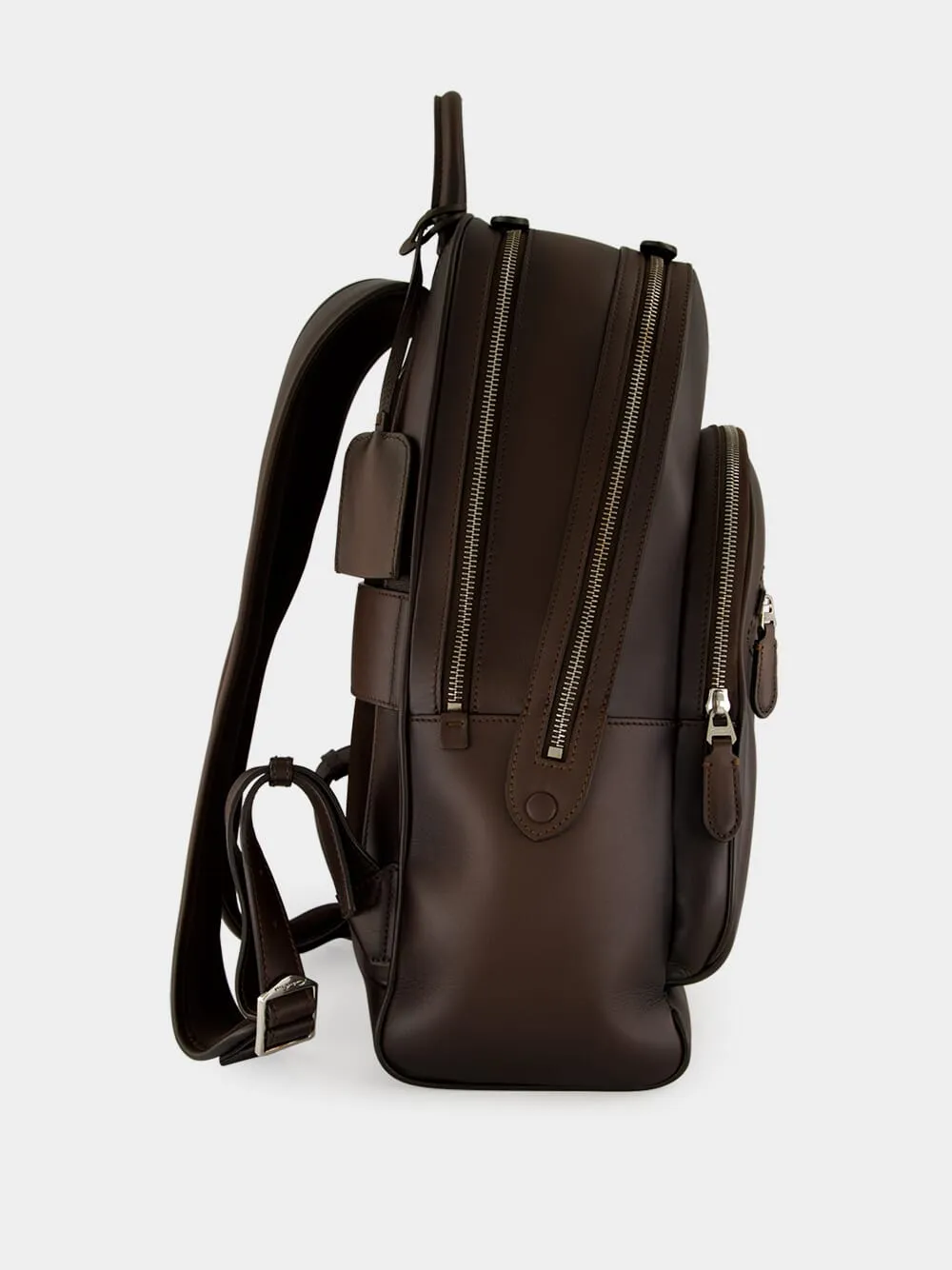 Dark Brown Leather Backpack with Double Pockets sold by Fashion Clinic product image thumbnail 3
