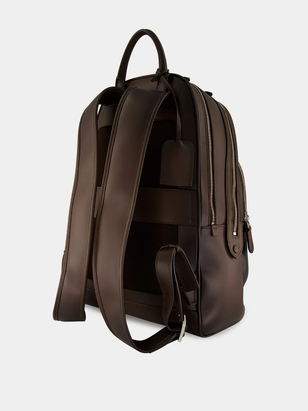 Dark Brown Leather Backpack with Double Pockets sold by Fashion Clinic product image thumbnail 4