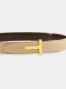 Light Beige and Espresso Reversible T Buckle Belt sold by Fashion Clinic