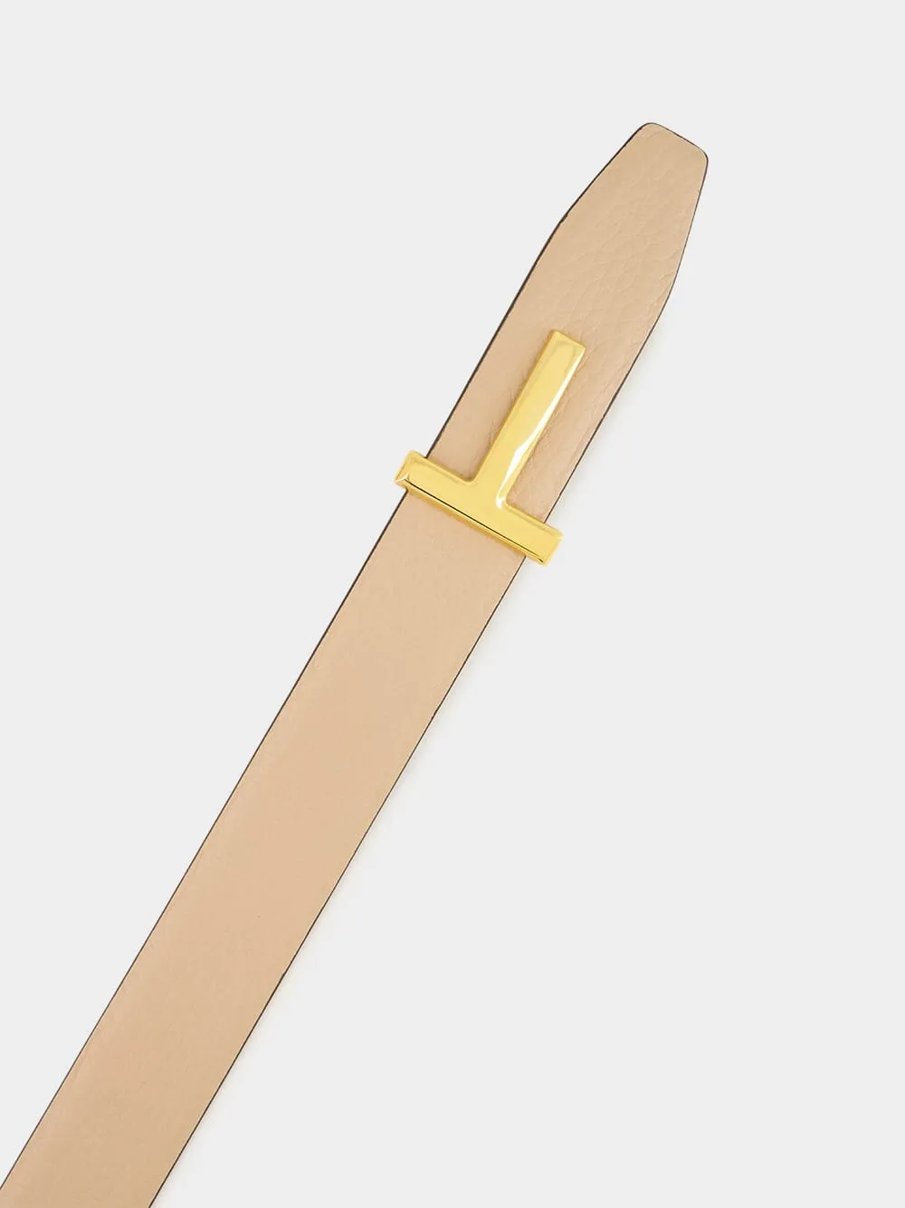 Light Beige and Espresso Reversible T Buckle Belt sold by Fashion Clinic product image thumbnail 2